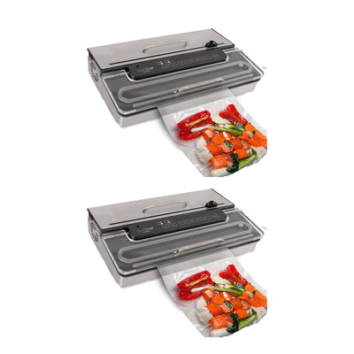 NutriChef PKVS50STS Kitchen Pro Food Electric Vacuum Sealer Preserver (2 Pack)