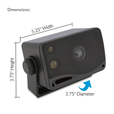 Pyle PLMR24B 3.5 Inch 3 Way Weatherproof Marine Audio Speakers, Black (4 Pair) - VMInnovations