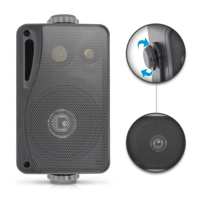 Pyle PLMR24B 3.5 Inch 3 Way Weatherproof Marine Audio Speakers, Black (4 Pair) - VMInnovations