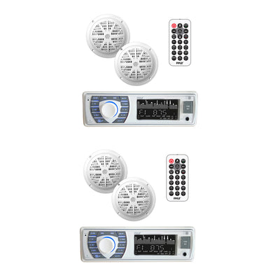 Pyle PLMRKT36WT 5.25 Inch Bluetooth Marine Stereo Receiver Speaker Kit (2 Pack) - VMInnovations