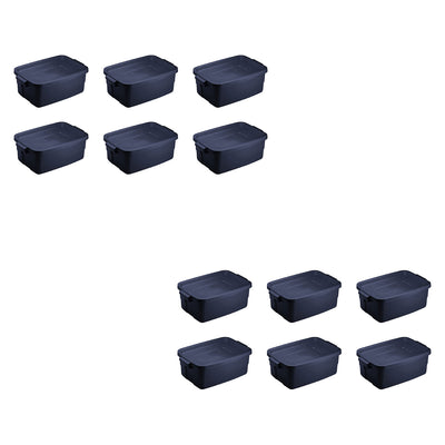 Rubbermaid 3 Gallon Stackable Storage Container, Dark Indigo Metallic (12 Pack) - VMInnovations