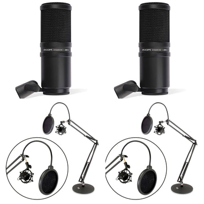 Zoom ZDM-1 Dynamic Audio Recorder Microphone + Pyle Desktop Arm Stand (2 Pack)