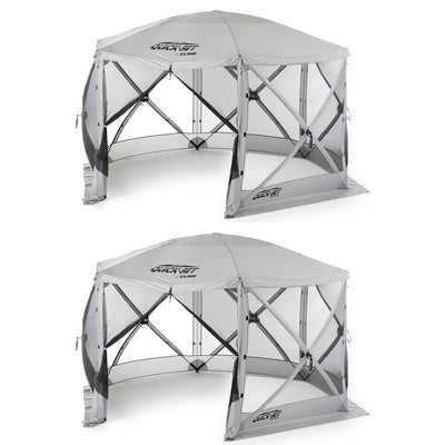 Clam Quick Set Escape Portable Camping Gazebo Canopy Shelter, Gray (2 Pack)