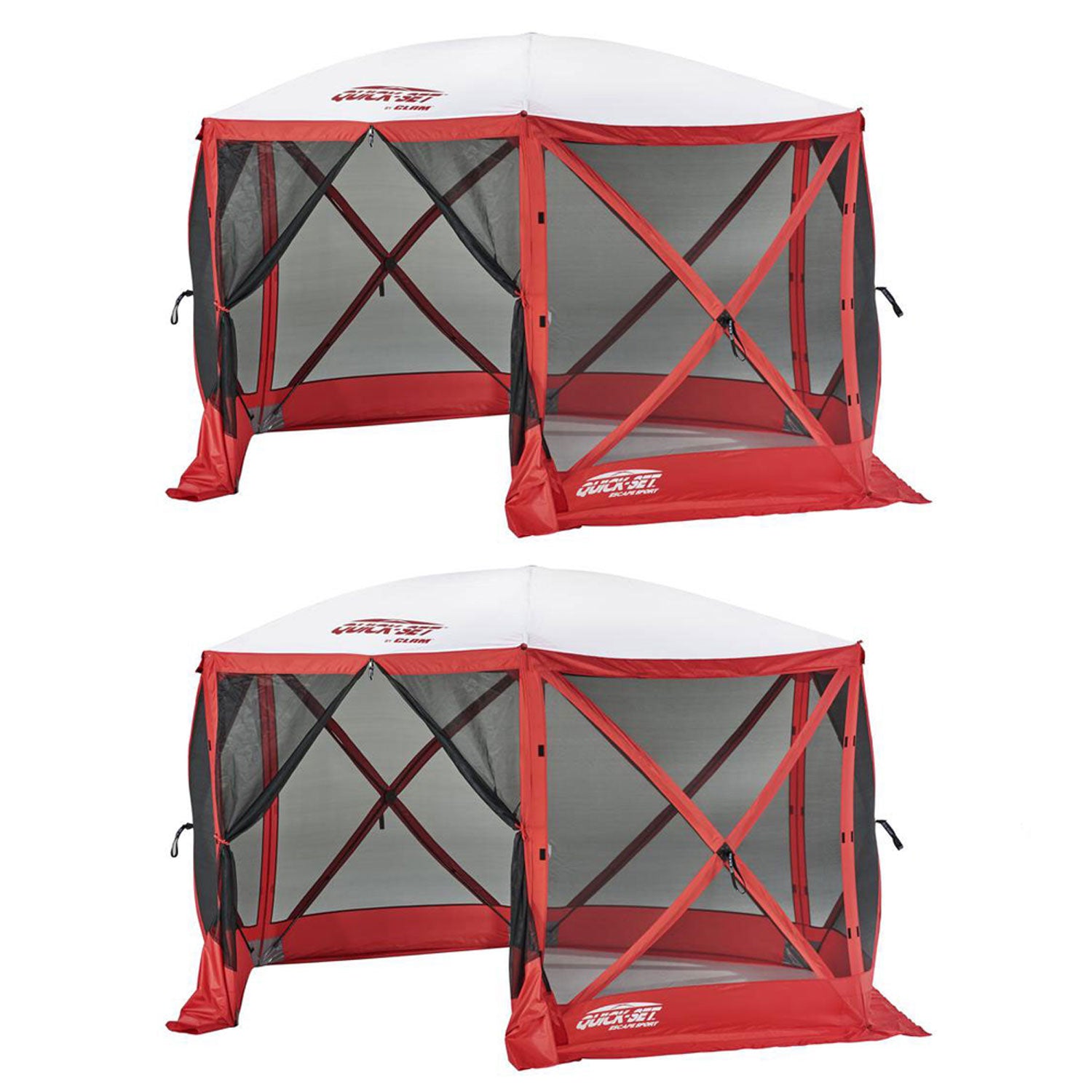 Clam Quick Set Escape Sport 8 Person Outdoor Tailgating Shelter, Red (2 Pack) - VMInnovations
