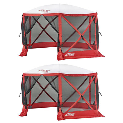 Clam Quick Set Escape Sport 8 Person Outdoor Tailgating Shelter, Red (2 Pack)