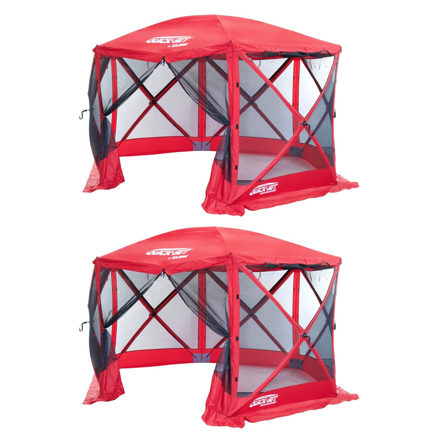 Clam Quick Set Escape Sport Screen Canopy Gazebo Tailgate Tent, Red/Red (2 Pack)