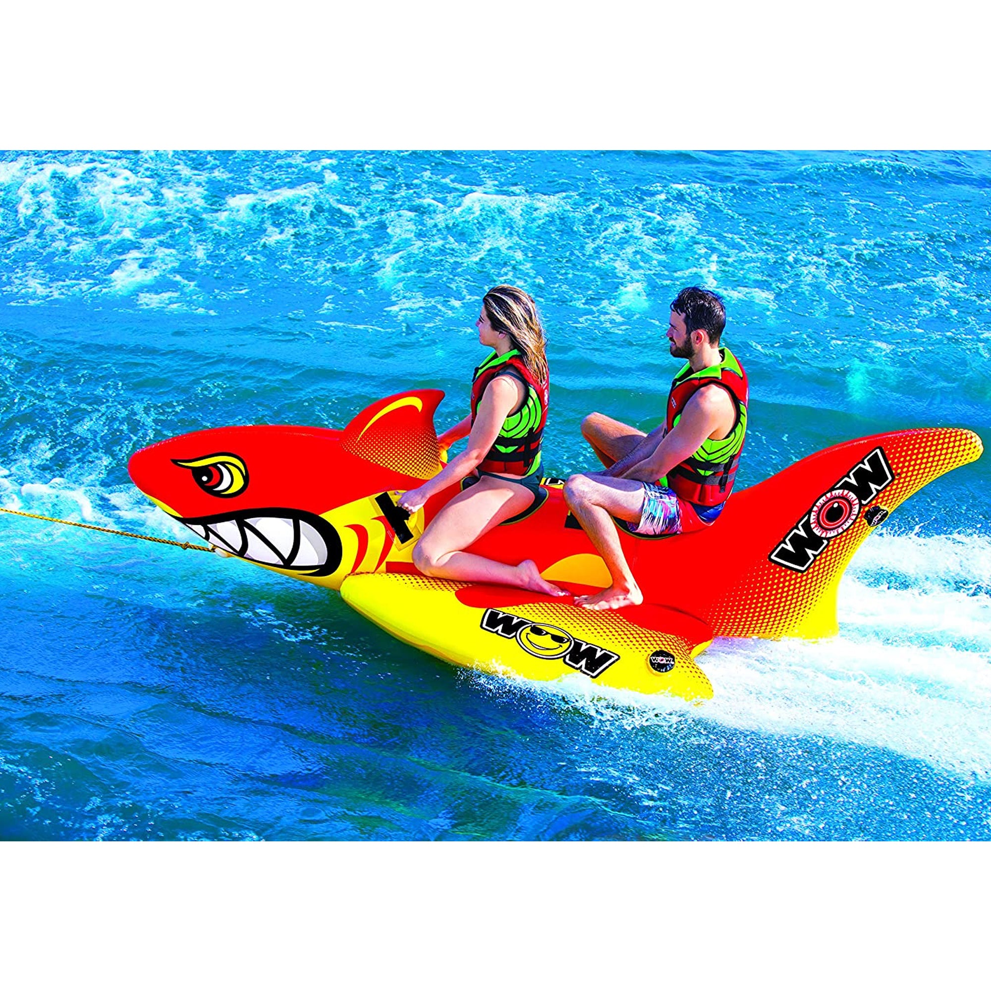 WOW Watersports Inflatable Big Shark Towable Boating Tube & Cyclone Spinner Tube - VMInnovations
