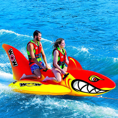 WOW Watersports Inflatable Big Shark Towable Boating Tube & Cyclone Spinner Tube - VMInnovations