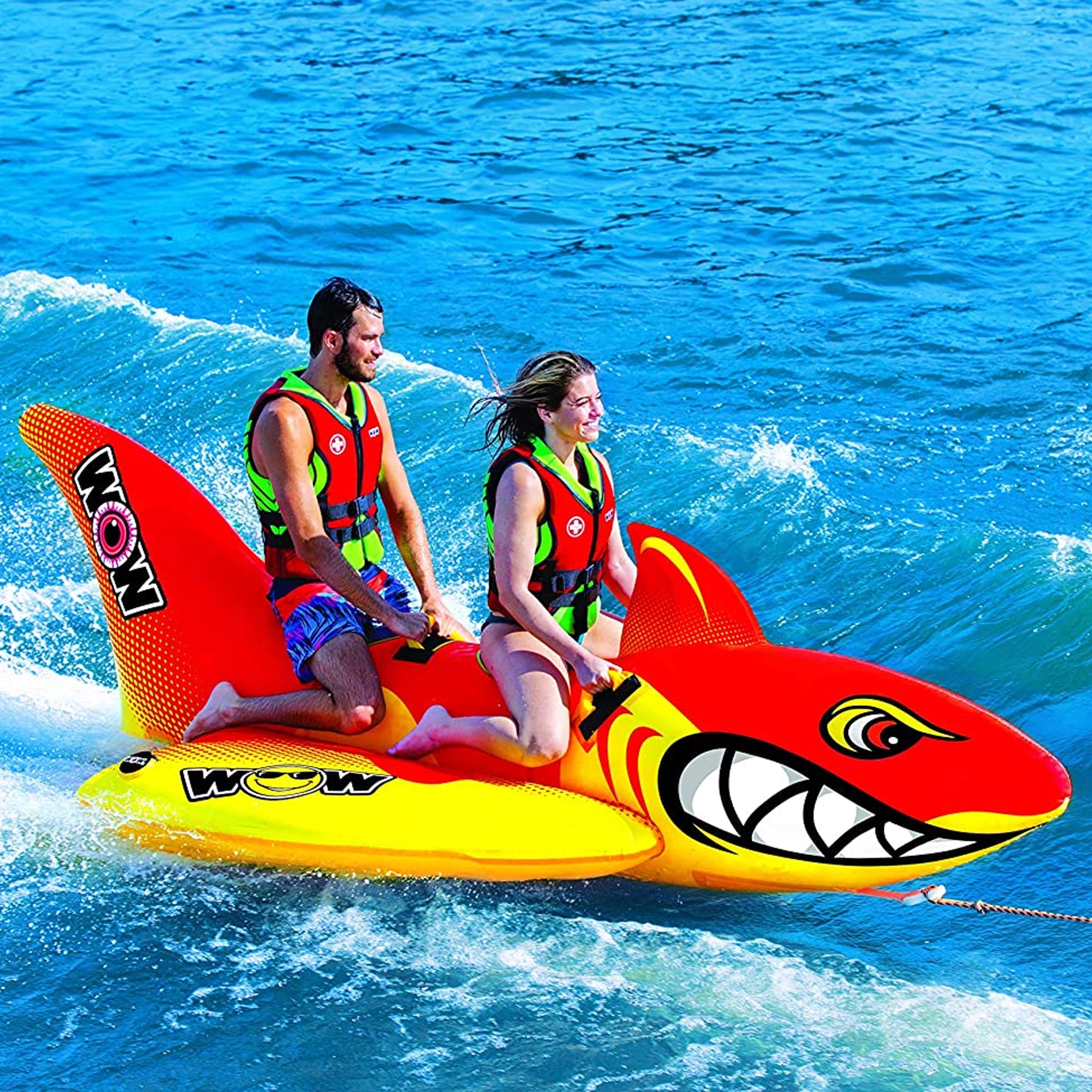 WOW Watersports Inflatable 2 Person Big Shark Boating Tube and Big Ducky Tube - VMInnovations