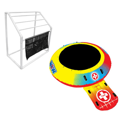 WOW Watersports Freestanding 5 Rail Towel Rack and 10 Foot Trampoline Bouncer