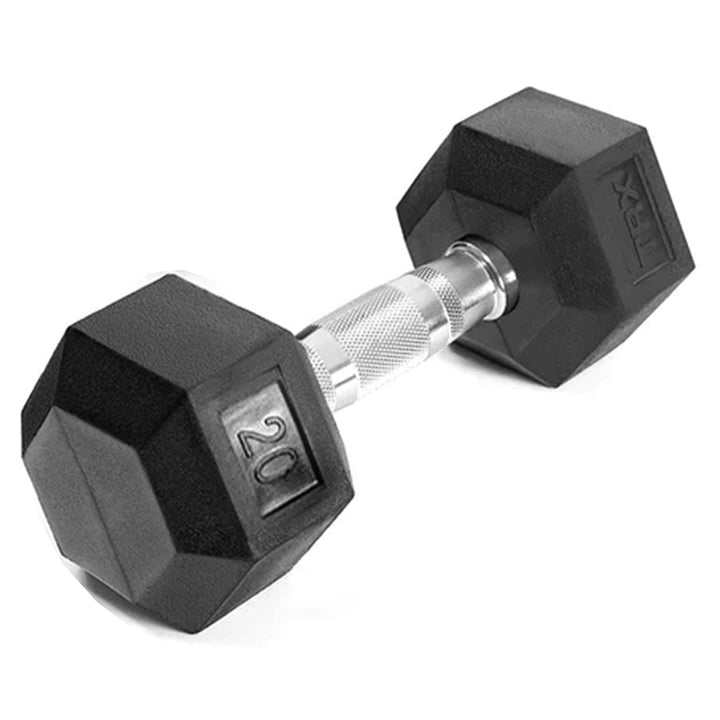 TRX Hex Rubber 20 Pound Dumbbell Weight Strength Training Workout Equipment
