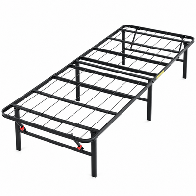Hercules Folding Metal Bed Frame, 14 Inch Platform Mattress Foundation, Twin