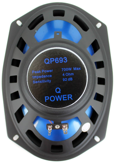 Q Power 6x9" 700 Watt 3-Way Car Audio Stereo Coaxial Speakers (Pair) (Open Box)