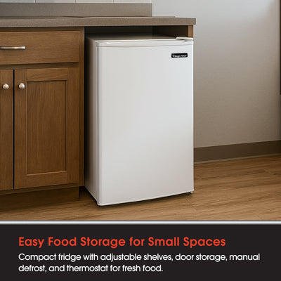 Magic Chef 3.5 Cu Ft Mini Refrigerator & Freezer, White (Certified Refurbished)