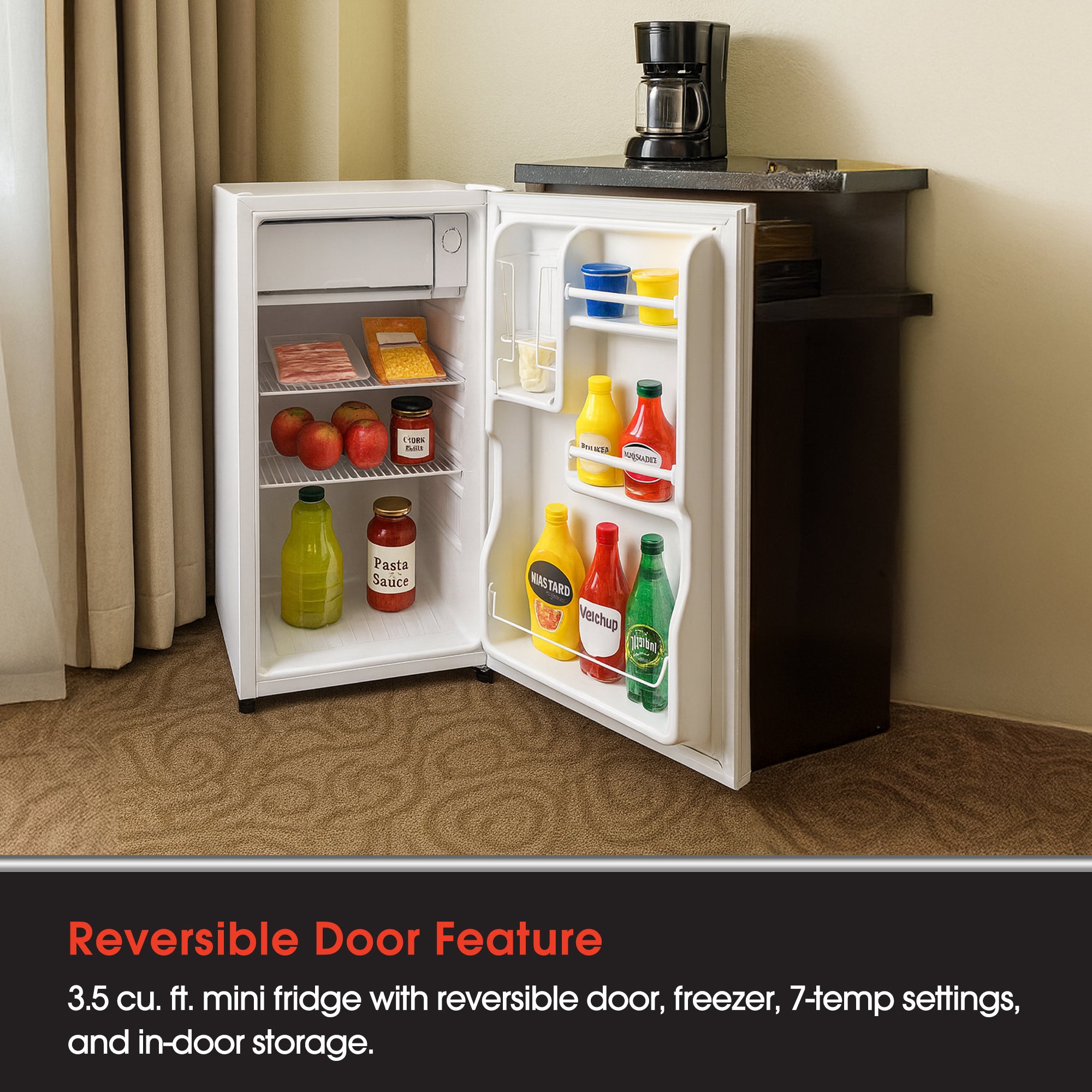 Magic Chef 3.5 Cu Ft Mini Refrigerator & Freezer, White (Certified Refurbished)
