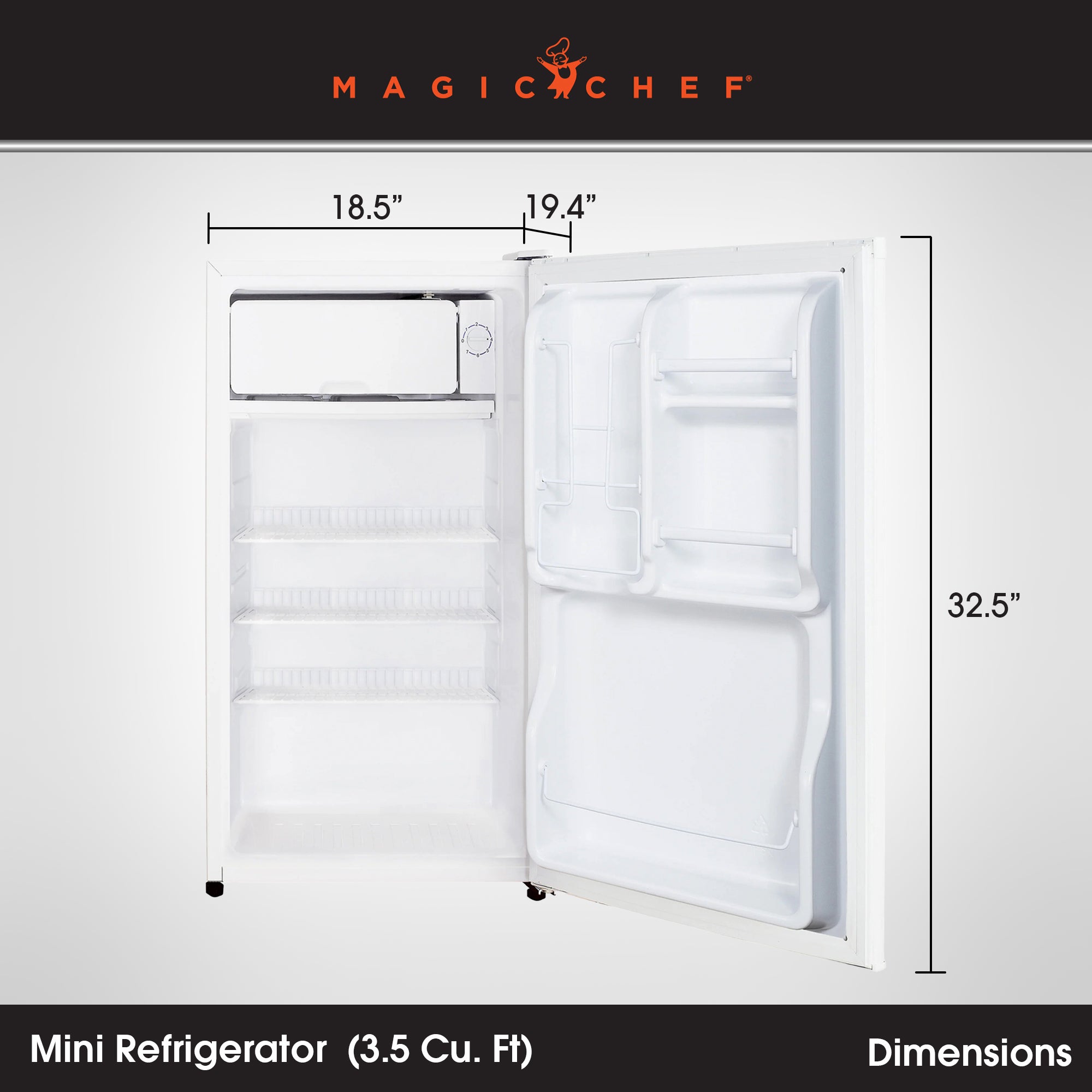 Magic Chef 3.5 Cu Ft Mini Refrigerator & Freezer, White (Certified Refurbished)