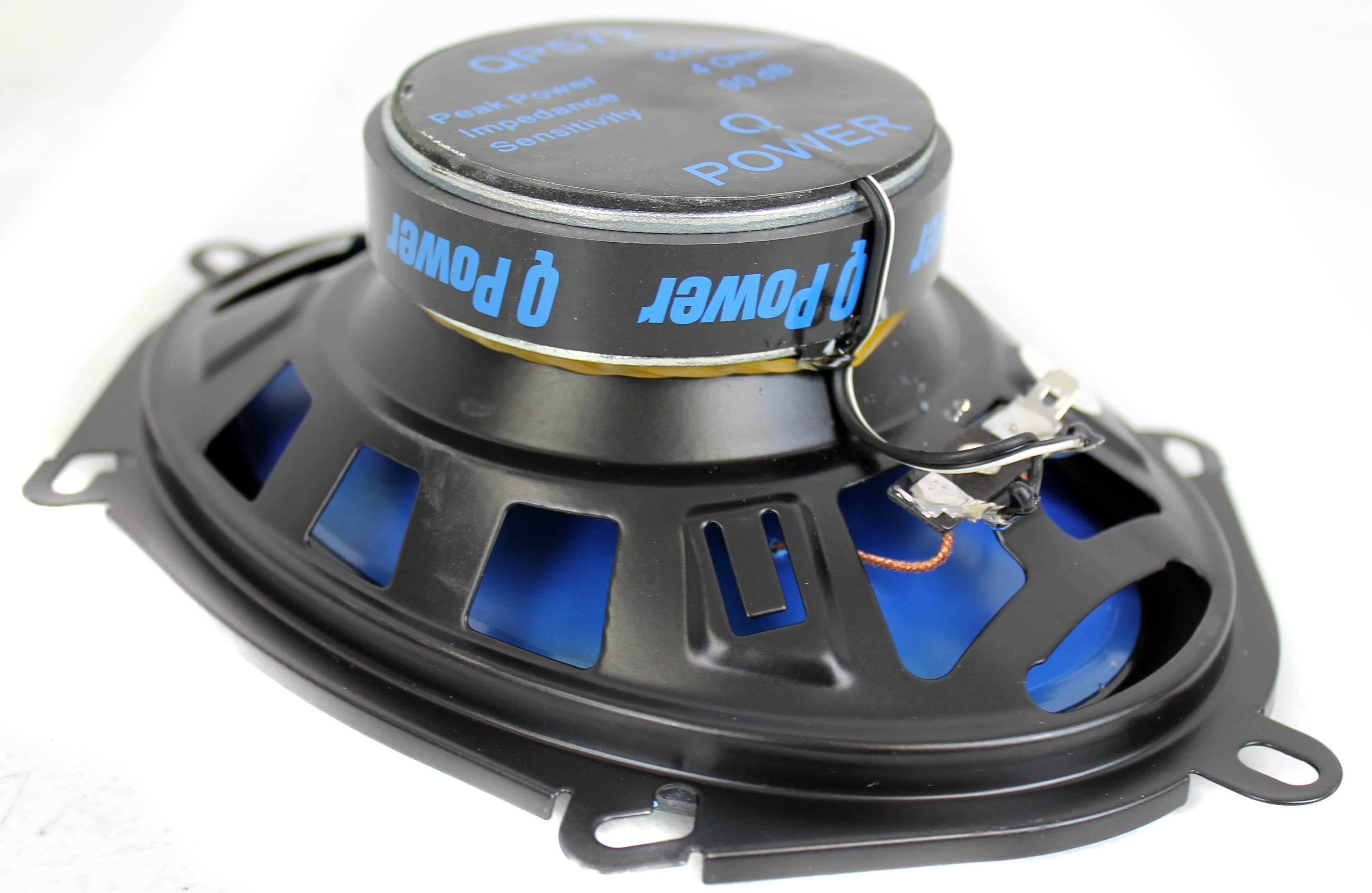 Q POWER 5x7" 300W 2-Way Blue Car Audio Stereo Coaxial Speakers (Pair) (Open Box)