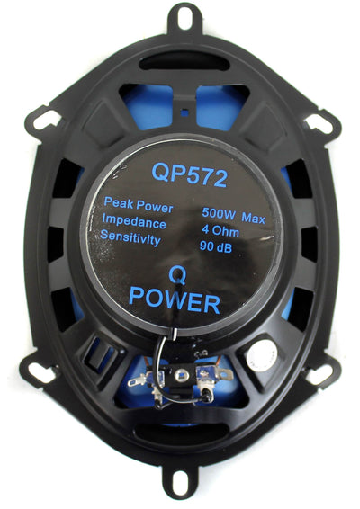 Q POWER 5x7" 300W 2-Way Blue Car Audio Stereo Coaxial Speakers (Pair) (Open Box)