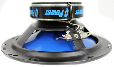 2) Q POWER 6.5" 300 Watt 2-Way Blue Car Speakers | QP650 (Used)