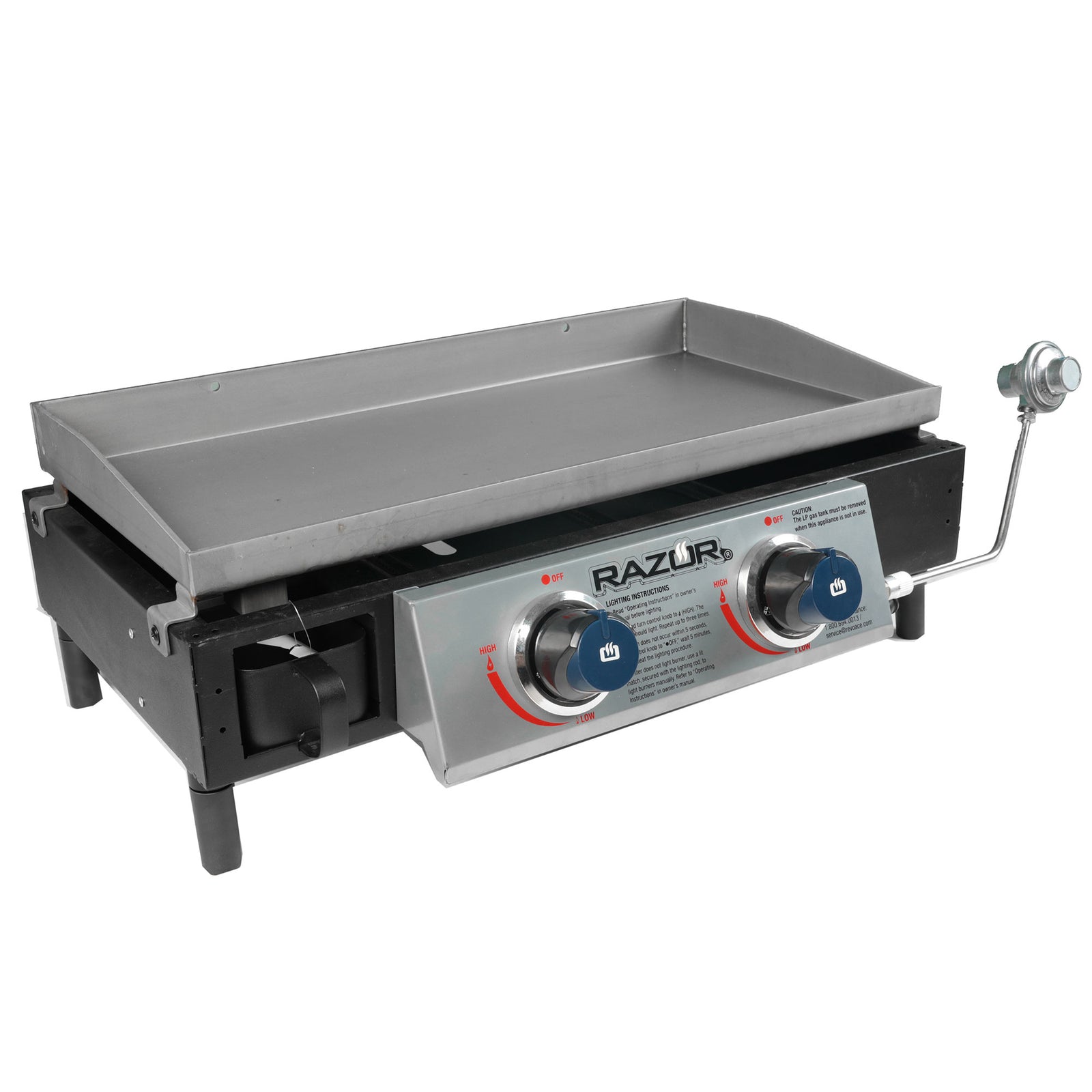 Razor Griddle GGT2130M 25 Inch Portable 2 Burner LP Propane Gas Grill, Steel - VMInnovations