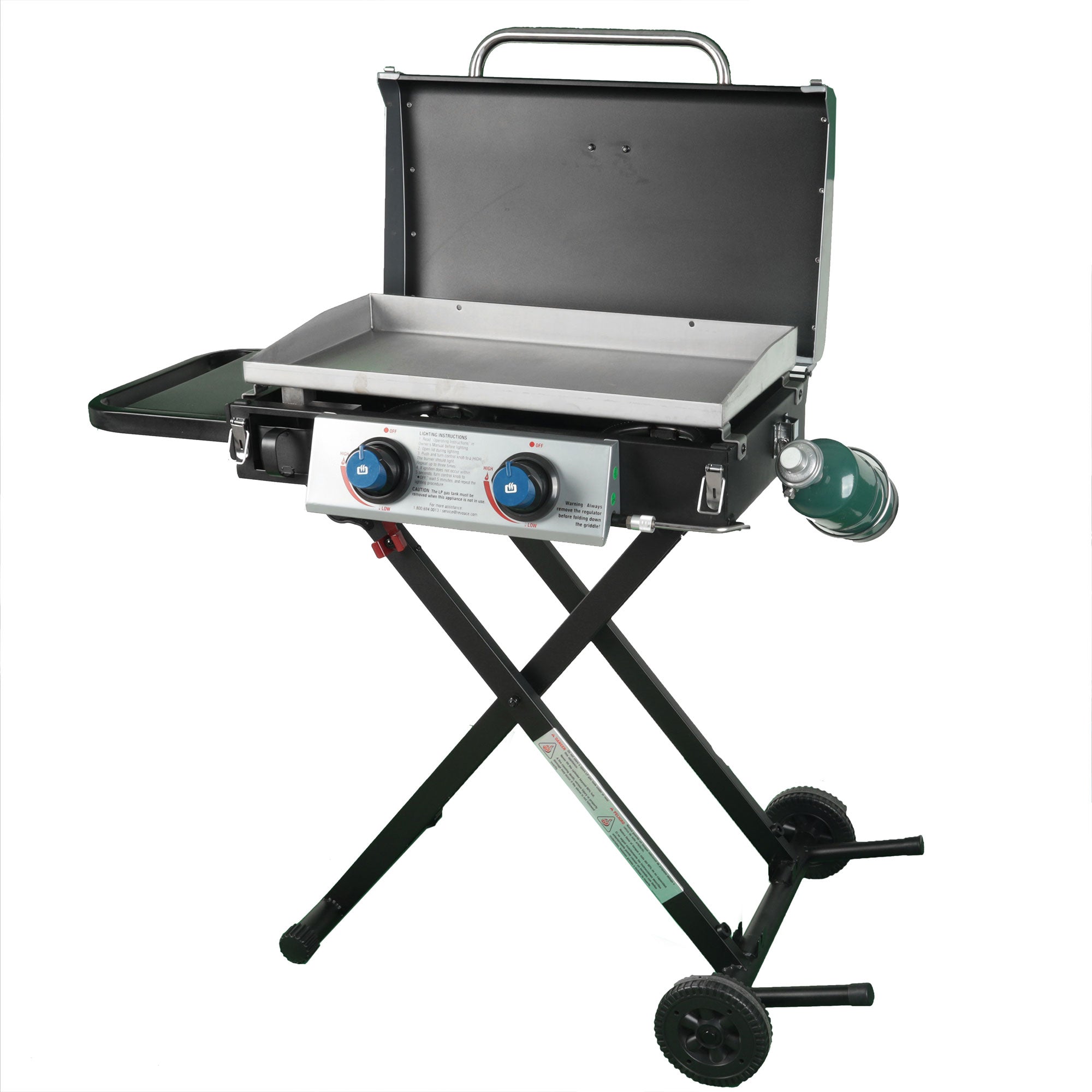 Razor Griddle 25 Inch 2 Burner LP Propane Gas w/ Folding Shelf, Steel (Used) - VMInnovations