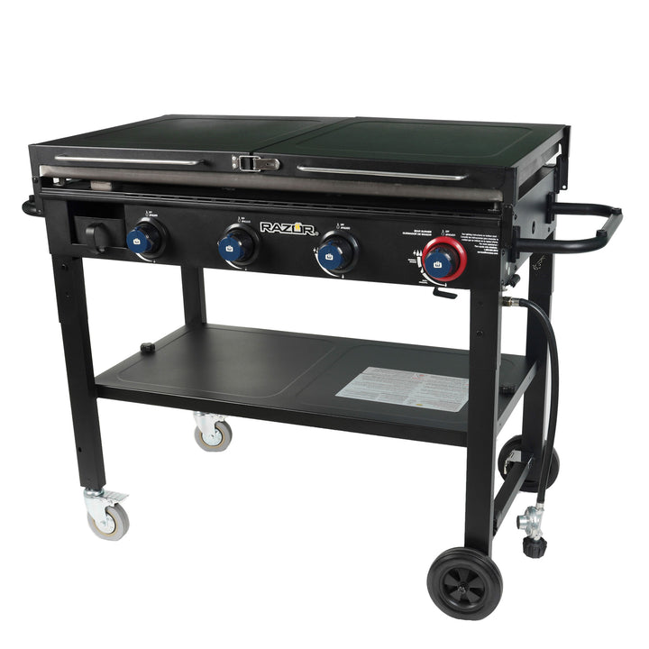 Razor Griddle Outdoor 4 Burner LP Propane Gas Griddle Grill w/Shelves (Used) - VMInnovations