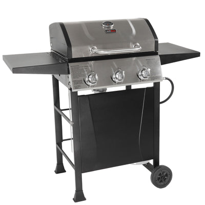 Grill Boss 3 Burner Gas Grill w/ Top Cover and Shelves, Stainless Steel (Used) - VMInnovations