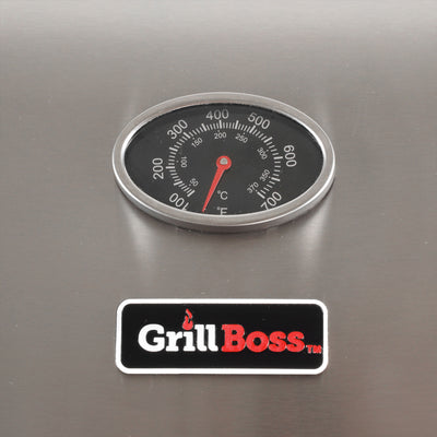 Grill Boss 3 Burner Gas Grill w/ Top Cover and Shelves, Stainless Steel (Used) - VMInnovations