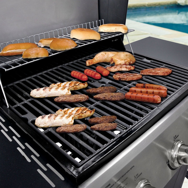 Grill Boss GBC1932M 3 Burner Gas Grill with Top Cover and Side Shelves, Black