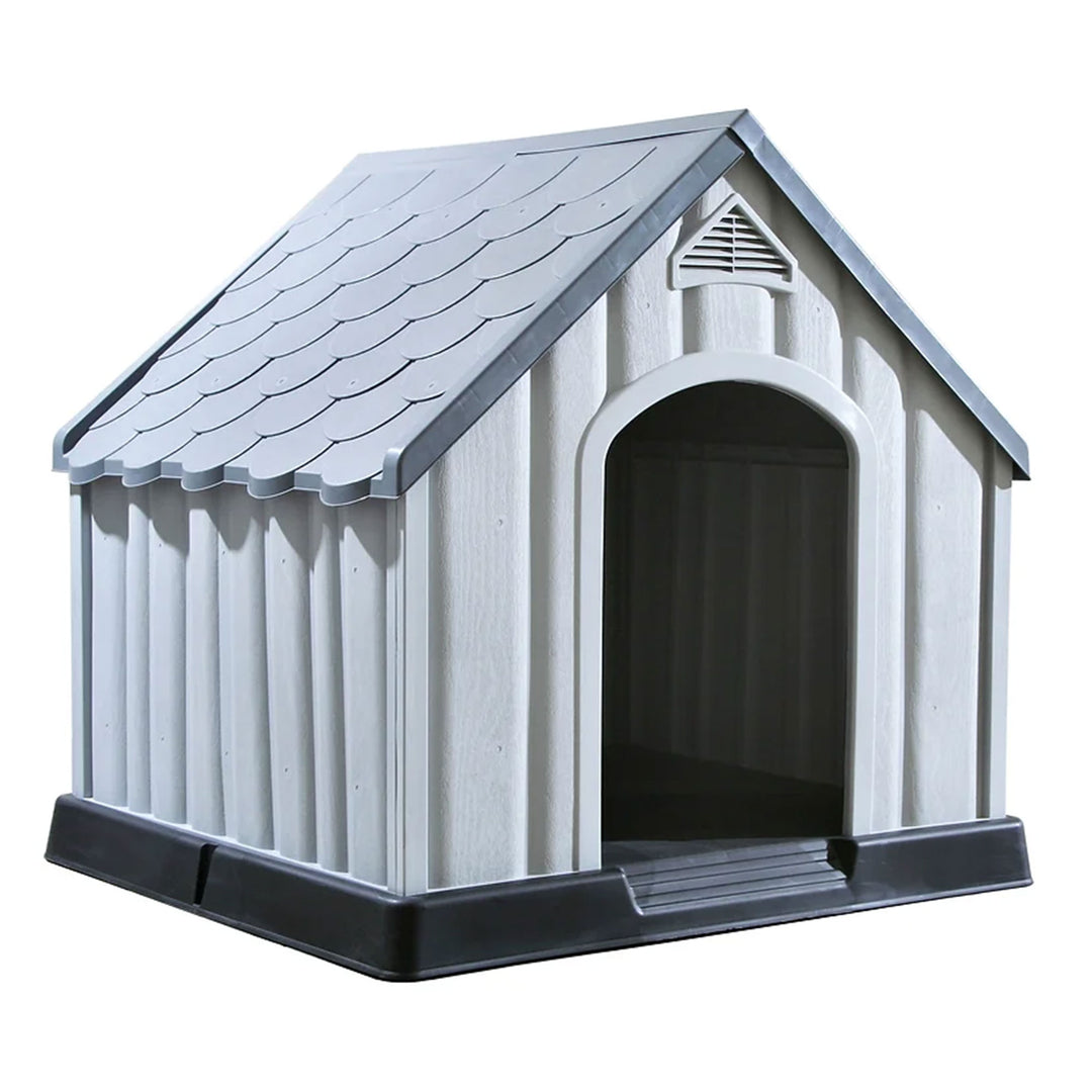 Ram Quality Products Outdoor Pet House Large Waterproof Dog Kennel Shelter, Gray