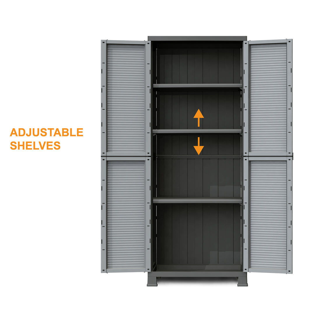 RAM Quality Products UTILITY 3 Shelf Lockable Storage Cabinet, Gray (Open Box) - VMInnovations