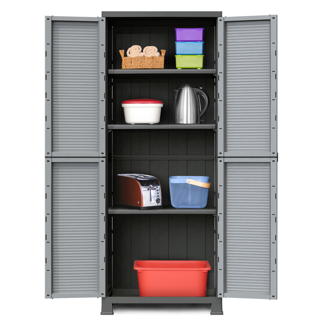 RAM Quality Products Utility 3 Shelf Lockable Storage Cabinet, Black (For Parts)