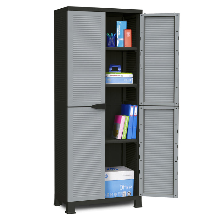 RAM Quality Products PRESTIGE UTILITY 3 Shelf Lockable Storage Cabinet, Gray