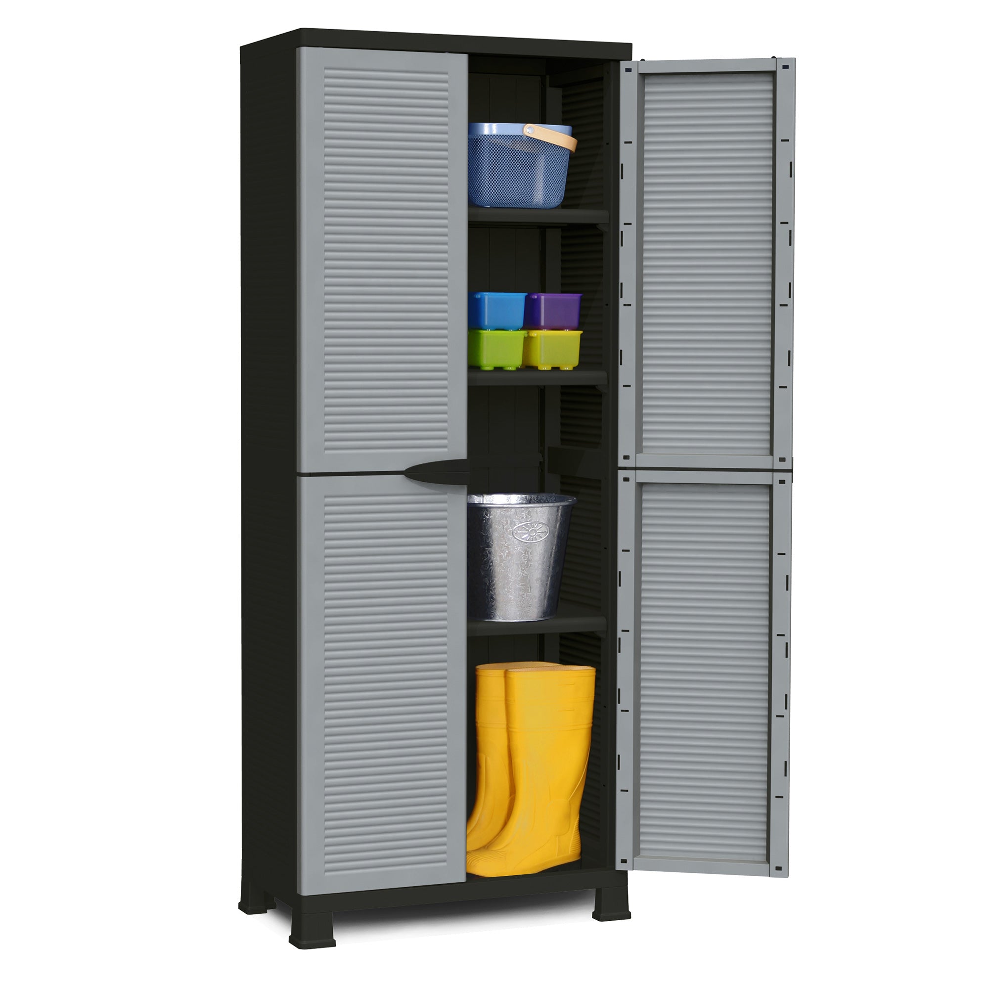 RAM Quality Products PRESTIGE UTILITY 3 Shelf Lockable Storage Cabinet, Gray - VMInnovations