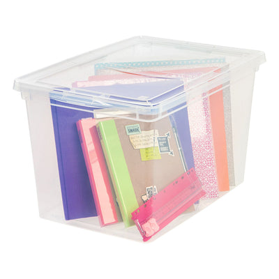 IRIS USA Extra Large Hard Plastic Stackable Closet Clear Storage Bin, 6 Pack