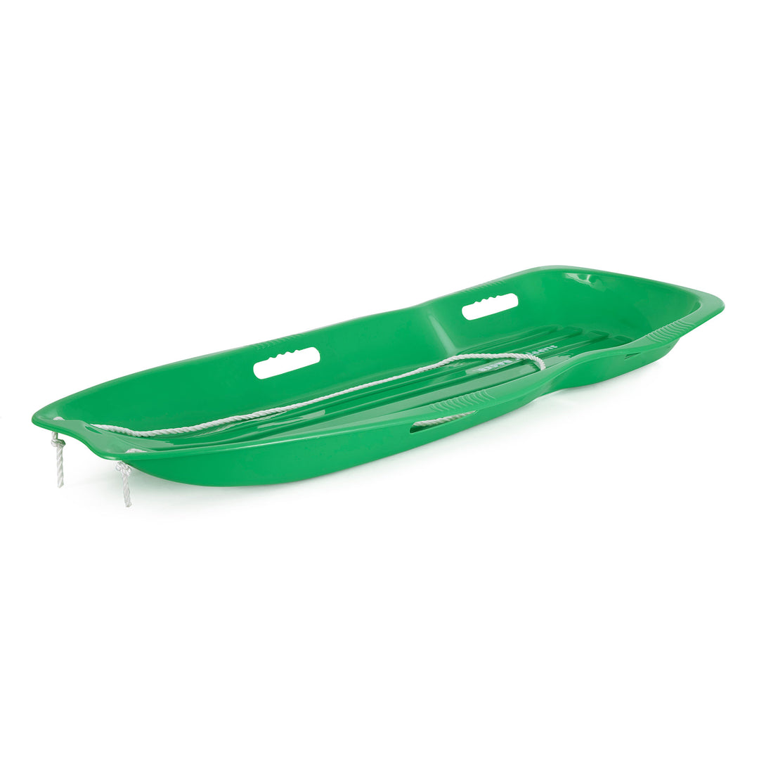 Slippery Racer Downhill Xtreme Plastic Toboggan Snow Sled, Green (Open Box)