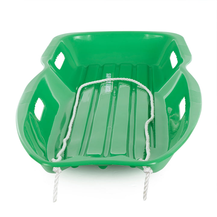 Slippery Racer Downhill Xtreme Plastic Toboggan Snow Sled, Green (Open Box)