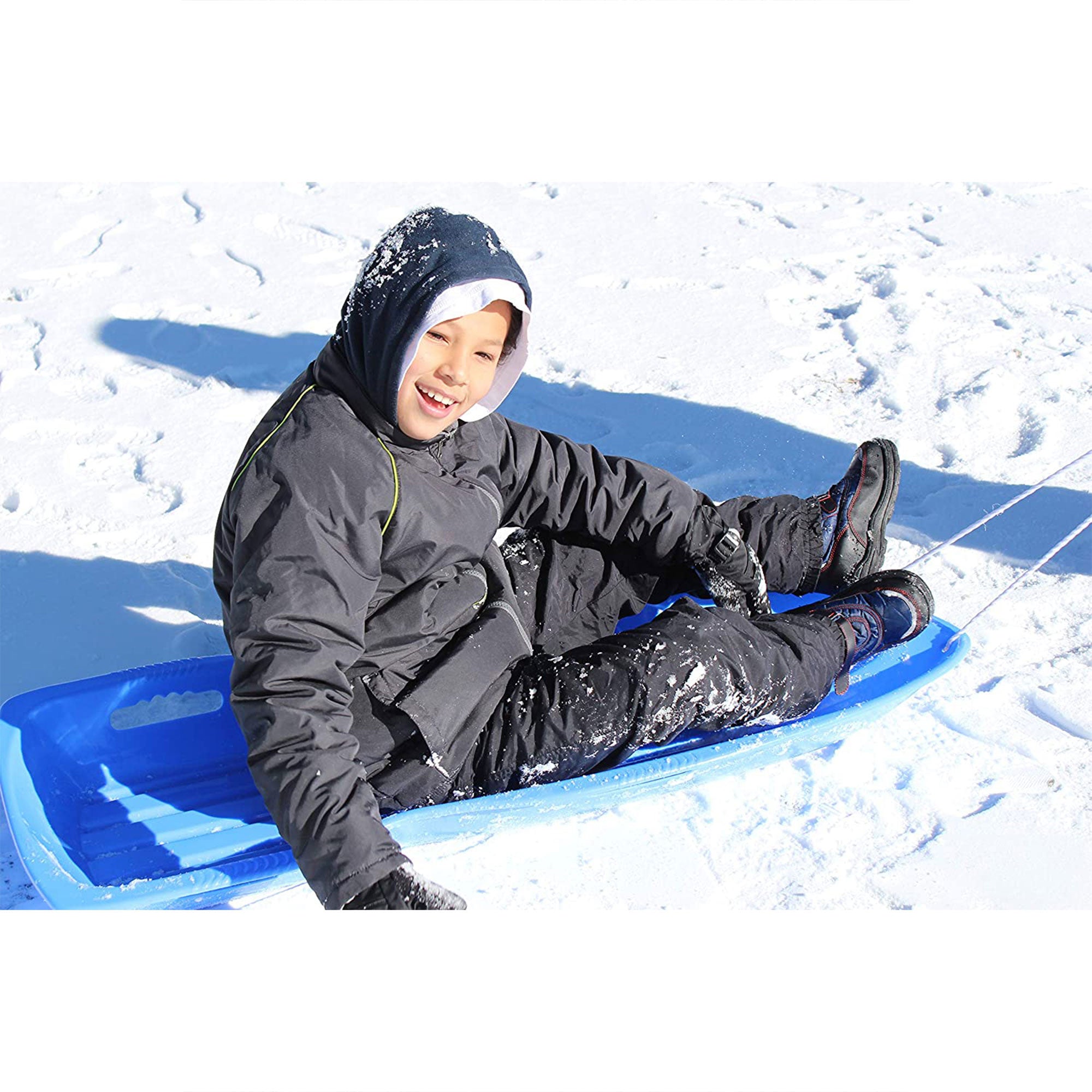 Slippery Racer Downhill Xtreme Kids Plastic Toboggan Snow Sled, Green (3 Pack)