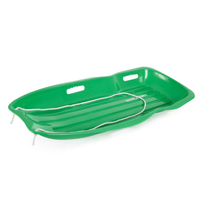 Slippery Racer Downhill Xtreme Plastic Toboggan Snow Sled, Red & Green (2 Pack)