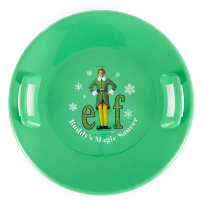 Slippery Racer Downhill Pro Buddy The Elf Plastic Saucer Disc Snow Sled, Green - VMInnovations