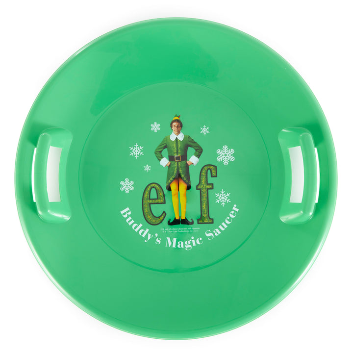 Slippery Racer Downhill Buddy The Elf Plastic Saucer Disc Sled, Green (2 Pack) - VMInnovations