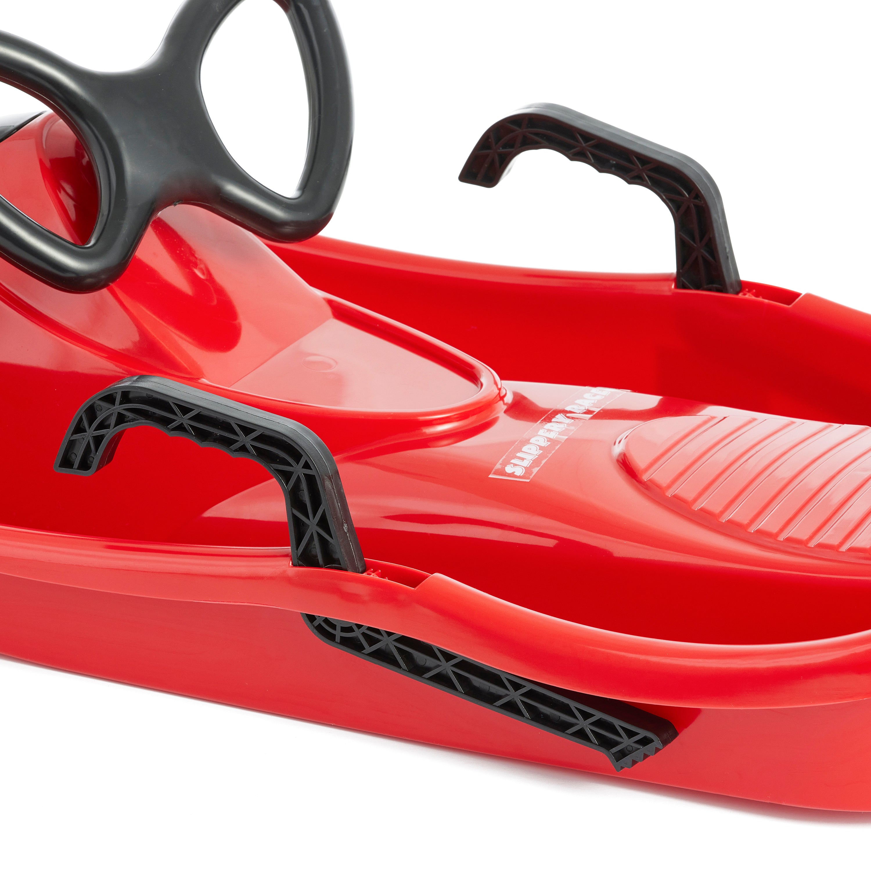 Slippery Racer Derby Kids Toddler Steerable Plastic Snow Sled (Open Box) - VMInnovations