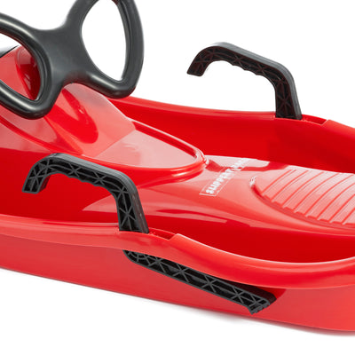 Slippery Racer Derby Kids Toddler Steerable Plastic Snow Sled (Open Box) - VMInnovations