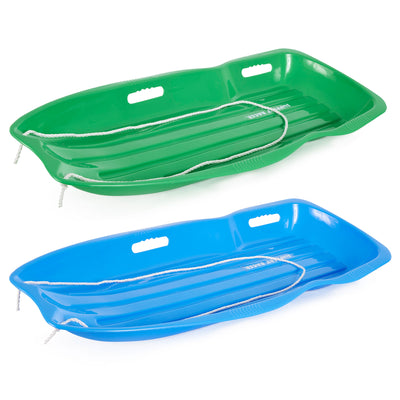 Slippery Racer Downhill Xtreme Adults Kids Toboggan Snow Sled, Blue and Green