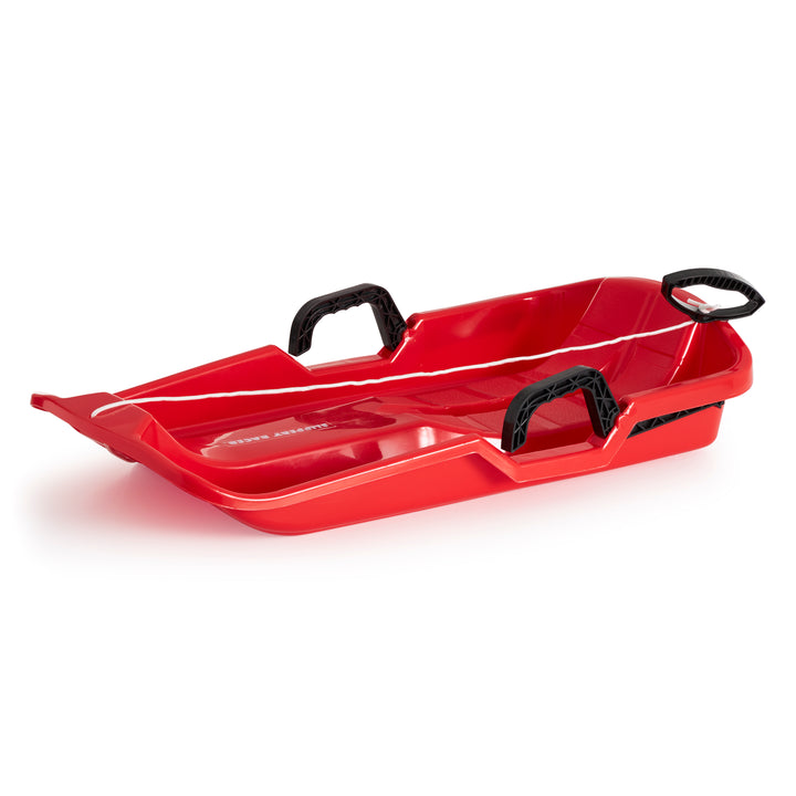 Slippery Racer Downhill Thunder Kids Plastic Toboggan Snow Sled, Red (Open Box)