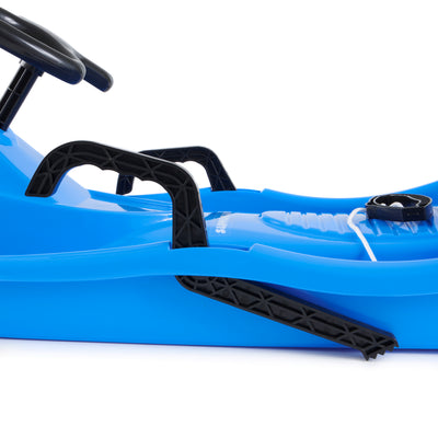 Slippery Racer Downhill Derby Kids Toddler Steerable Plastic Snow Sled, Blue