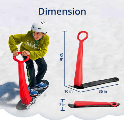 Slippery Racer Kids Foldable Downhill Outdoor Winter Ski Scooter Snow Sled, Red