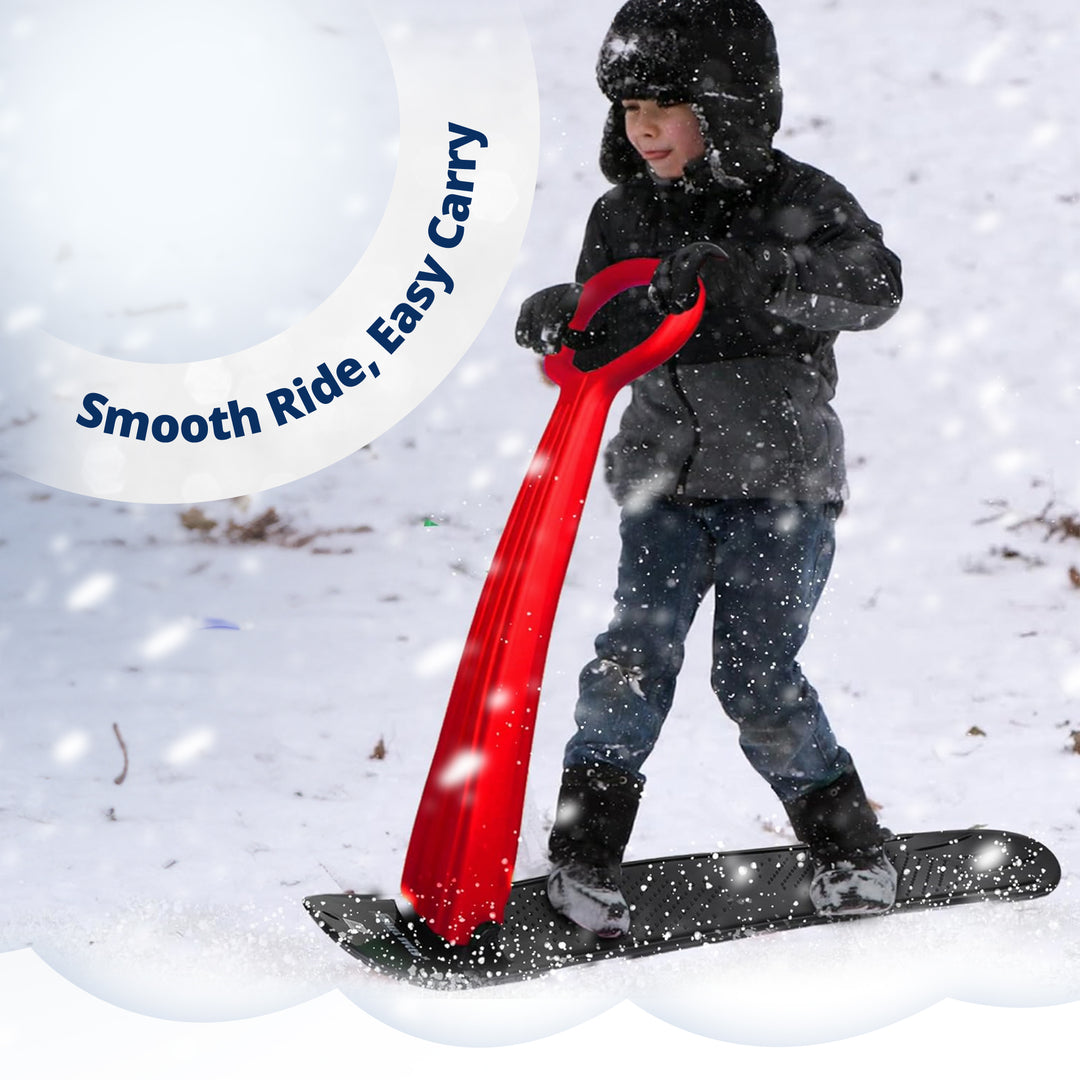 Slippery Racer Kids Foldable Downhill Winter Ski Scooter Snow Sled, Red (Used)