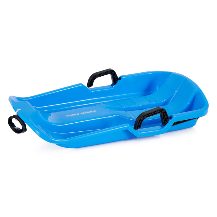 Slippery Racer Downhill Thunder Kids Toddler Plastic Toboggan Snow Sled, Blue