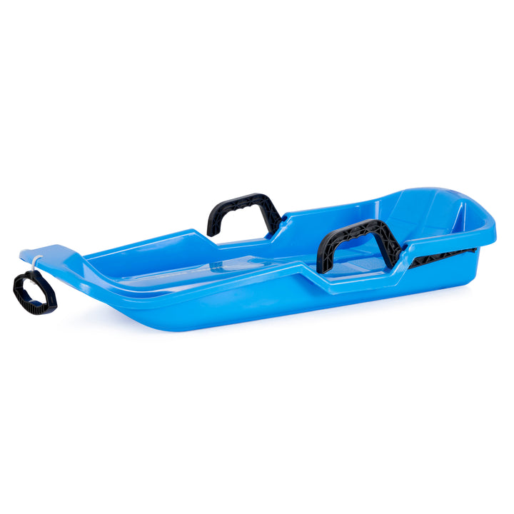 Slippery Racer Downhill Thunder Kids Toddler Plastic Toboggan Snow Sled, Blue